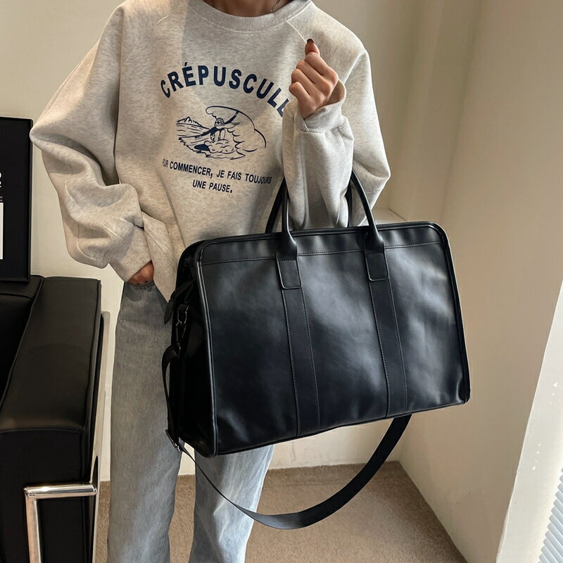 ビジネスバッグ メンズ A4 PUレザー 2way 横型 持ち歩き ノートPC対応 大容量 ショルダーバッグ ショルダー付 ブリーフケース メンズ バッグ 斜め...