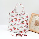 トートバッグ いちご柄 苺 イチゴ エコバッグ 約14×22×23cm(1個)