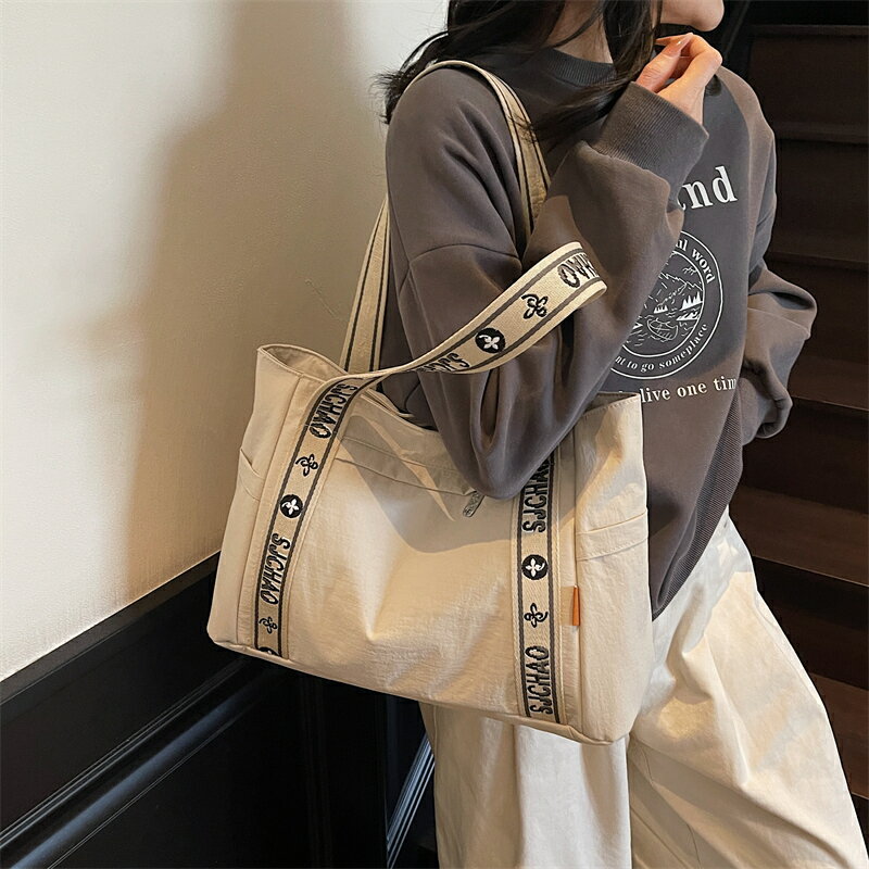 VANESSA BRUNO - トートバッグ レディース キャンバスバッグ A4 ショルダーバッグ 布 キャンバス 大きめ 軽量 トート 通勤 軽量 ショルダー 旅行バッグ（1ヶ）