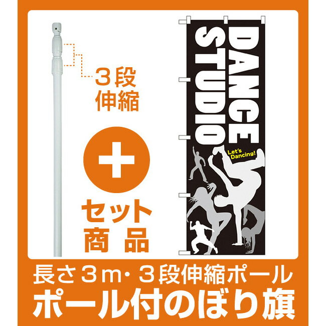 【セット商品】3m・3段伸縮のぼりポール(竿)付 のぼり旗 DANCE STUDIO (GNB-2113)