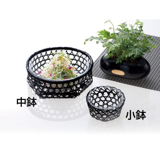 染竹(ガラス付) 中鉢(W24410) 竹籠（竹かご） 料理かご