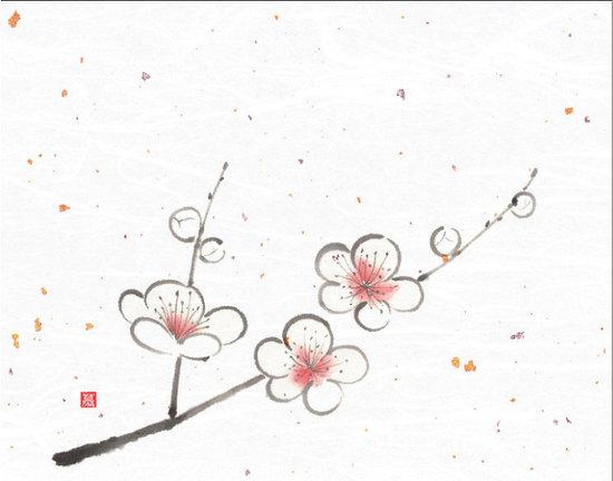 4x5寸花風情 (100枚入) 梅(W65966) 敷紙・掛紙 料理直置き用敷紙