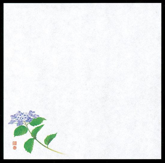 4寸御所の花 耐油天紙(100枚入) 紫陽花(W65819) 敷紙・掛紙 天ぷら敷紙 4寸 天ぷら敷紙