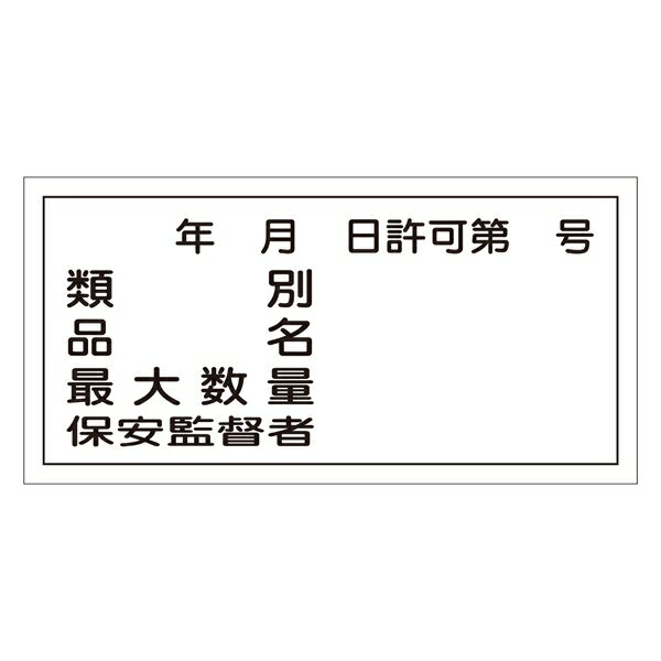 危険物標識 硬質エンビ 横書き 300×600×1mm 表示:類別・許可第○号 (054030)(消防／防災・防犯標識・表示/危険物貯蔵所・取扱所 表示看板)