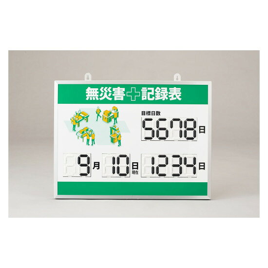 無災害記録表 デジタル数字仕様 くるっと3D数字札式 MKH-003 (413003) 建設現場・工事現場用品 無災害記録板