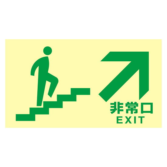 高輝度蓄光式通路誘導標識 ステッカータイプ 東京都条例適合品 非常口・階段右上 (68046) 消防標識・防災防犯用品 非常口・避難誘導表示 非常口表示(※畜光ではありません)