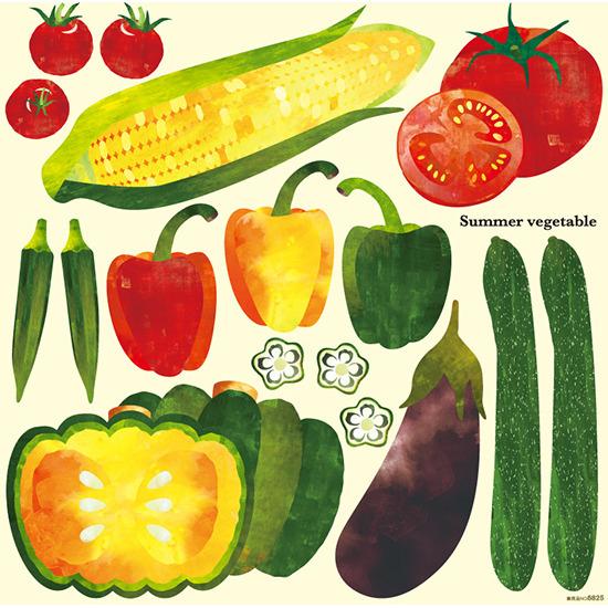 楽天サインモール　楽天市場店Summer Vegetable 看板・ボード用イラストシール （W285×H285mm） 販促用品 看板・ボード用デコレーションシール 野菜イラスト