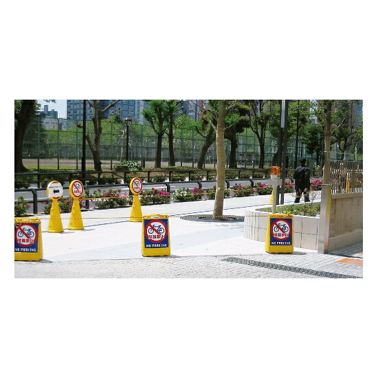 バリアポップサイン イエロー 両面(2枚) 白無地面板付 安全用品・工事看板 表示スタンド