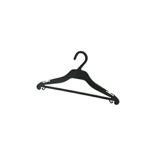 プラスチック製ハンガー黒 W420 下部バー付 (50個セット)(店舗用品/陳列什器/ハンガー什器)