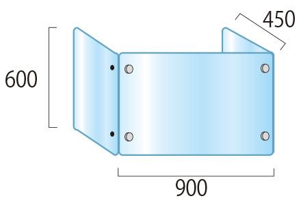 3面・コの字型アクリルパーテーション (飛沫感染プロテクションガード) 3面 600×900×450 (APT3F600X900X450) 店舗用品 コロナ感染症対策用品 アクリル板・パネルガード