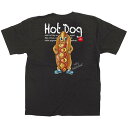 黒Tシャツ ホットドッグ キャラクター サイズ:S (64160) 店舗用品 飲食店用品 飲食店制服、フードユニフォーム
