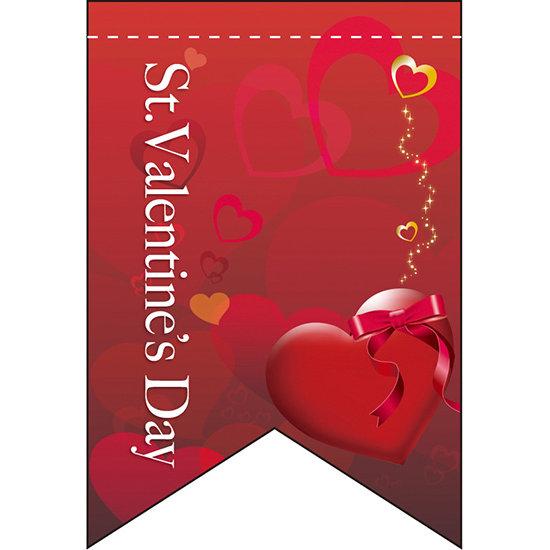 バレンタイン (レッドベース) リボン型 ミニフラッグ(遮光・両面印刷) (61005) 販促用品 店内ポップ 店..