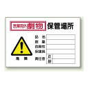医薬用外劇物 保管場所 鉄板 (普通山) 300×450 (814-69A) 安全用品・工事看板 安全標識 酸欠危険標識・有害物質標識