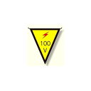 三角旗 100V (300×260) (372-43) 安全用品・工事看板 安全標識 電気・電圧関係標識