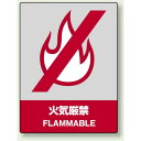 中災防統一安全標識 火気厳禁 素材:ステッカー(5枚1組) (801-02) 安全用品・工事看板