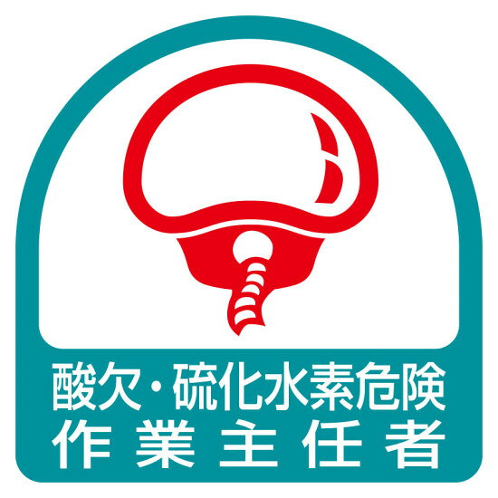 作業就任者ステッカー 2枚1組 酸欠・硫化水素危険作業主任者 (851-76) 安全用品・工事看板 安全保護具 ヘルメット用ステッカー・用品