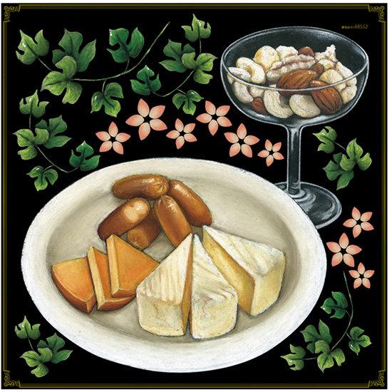 チーズ盛り合わせ・ナッツ ボード用イラストシール (販促POP/看板・ボード用デコレーションシール/洋食・カフェ)