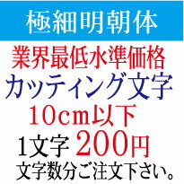 屋外耐候　極細明朝体　10cm以下　カッティング文字　カッティングシート　カッティングシール　切り文字　文字　ス…