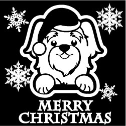 クリスマスステッカー クリスマス ステッカー 車 窓 飾り 犬 イヌ dog 動物 & ペット 4 オリジナルグッズ 大きさ 約15cm