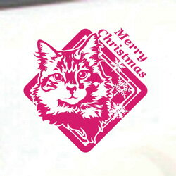 クリスマスステッカー クリスマス ステッカー 車 窓 飾り 猫 ネコ ねこ デザイン ペット 2 オリジナルグッズ 大きさ 約15cm