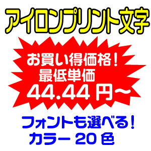 アイロンプリント　文字 1行タイプ　1cm文字〜10cm文字まで4文字から最大45文字45cm以内、1行で製作　デカール オリ…