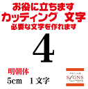 4 明朝体 黒 5cm カッティングシート 文字 文字シール 切り文字 製作 通販 屋外耐候 販促  ...