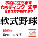 軟式野球 カッティングシート 文字 文字シール 切り文字 製作 通販 屋外耐候 販促 集客 売上アップに 看板 案内板 必要な文字を作れます。明朝体 黒 5cm オリジナルグッズ