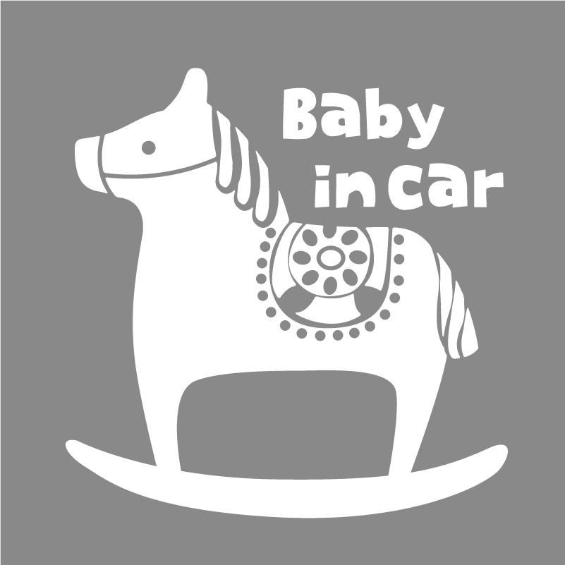 車 ステッカー baby in car ステッカー 子供 赤ちゃんが乗ってます かわいい オリジナルデザイン ダーラナホース 北欧 カッティングステッカー 出産祝い プレゼント ママへ オリジナルグッズ