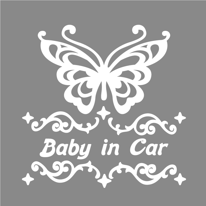 車 ステッカー baby in car ステッカー 子供 赤ちゃんが乗ってます かわいい オリジナルデザイン 蝶 アゲハ蝶 チョウ カッティングステッカー 出産祝い プレゼント ママへ オリジナルグッズ