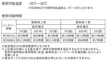 【SUN-S】防寒PTC面状発熱体　単品　屋外屋内、深夜作業、線路、道路保全、交通整理、警備員、ツーリング、魚釣り、山登り、ハイキングに。男性用女性用ワークユニフォーム、レディースメンズ冬RD9970サンエス