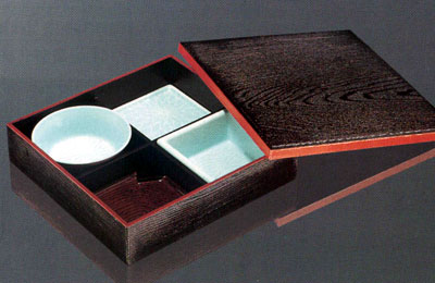 Rakuten - 8寸　メハジキ 松花堂弁当箱　黒（小鉢別売り）