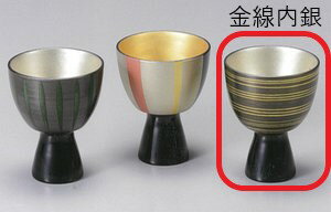 【越前漆器】金線内銀　高杯（右）