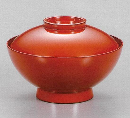 【越前漆器】総朱　平雑煮椀　1客/お吸物・お味噌汁・漆器・蓋付・セット・贈り物・来客用・お正月用品・おもてなし