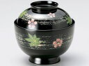 【越前漆器】桜楓小吸物椀　黒　1客売　/お吸物・お味噌汁・漆器・蓋付・贈り物・来客用・お正月用品・おもてなし