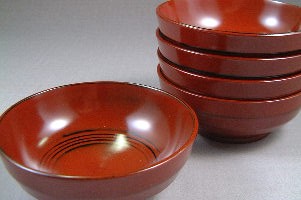 漆器のしもむら 根来小鉢5個セット　箱入り