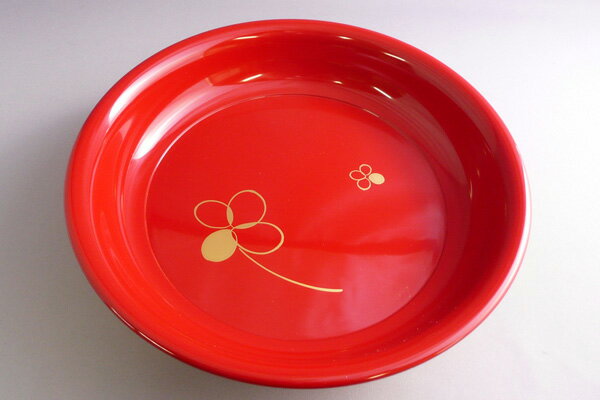 【越前漆器】椿皿　漆朱塗　手書蒔絵　クローバー　●お祝い返し・結婚祝い・内祝いにおすすめ/初節句お..