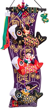 YooHeLifeこいのぼり 鯉のぼり 室内 おしゃれ 人気 卓上 おもちゃ ちりめん ミニ 五月人形 端午の節句 飾り (鯉のぼり51cm 桜 タペストリー)