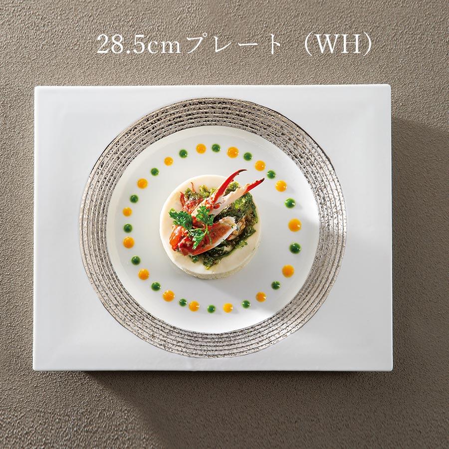 角皿 白 おしゃれ シック【Aureole 28.5cmプレート（WH）】皿 レストラン食器 北欧 洋食器 かわいい studio010 美濃焼き ブランド 陶器 日本製 高級食器【丸東】【Silent-サイレント-】