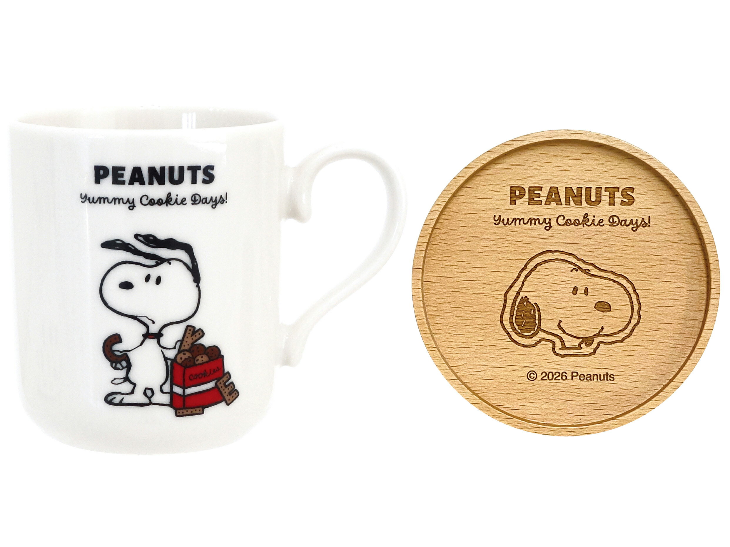 乐天商城 - 【スヌーピー クッキーシリーズ マグ＆木製コースターセット】おしゃれ かわいい 食器 キャラクター【金正陶器】