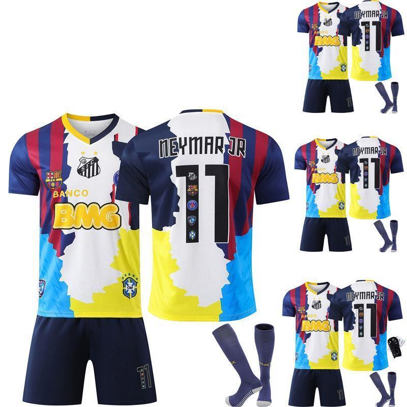 2526 パリ記念版 ブラジル代表 ネイマール 背番号11 ユヴェントス レトロ サッカーユニフォーム バルセロナ キッズ＆大人用