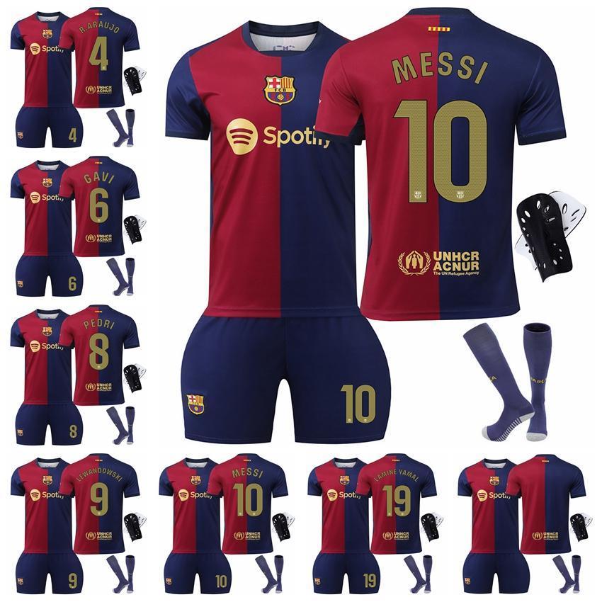サッカーウェア 子供 大人 2425新バルササッカーウェア9番レバンドフスキー10番メッシユニフォームセット