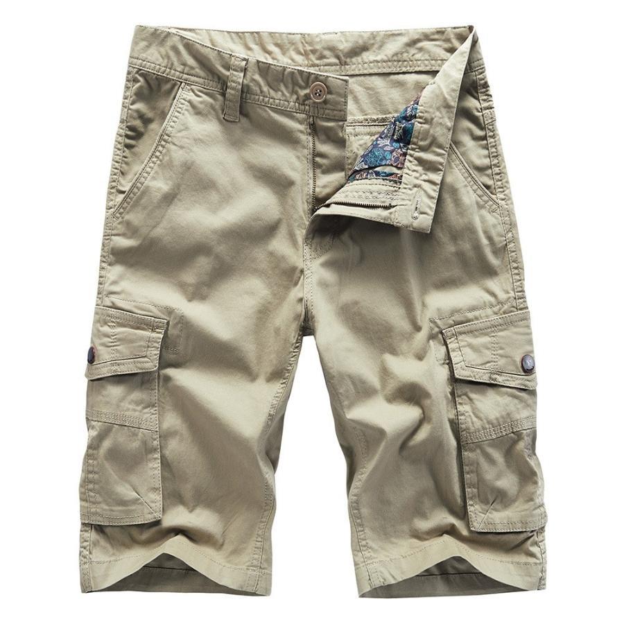 2XL ベージュ色 カーゴパンツ ハーフ 短パン メンズ 無地 五分丈 ストレッチ ハーフパンツ カジュアル 夏物