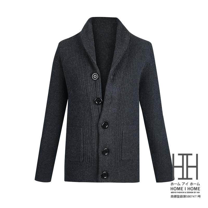 カーディガン メンズ 無地 開襟 ウール 厚手 肩落ち ニット セーター アウター