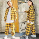 キッズ ダンス衣装 ヒップホップ キッズダンス衣装 チェック柄 ギンガムチェック シャツ パンツ 女の子 ダンス衣装 ジャズダンス ステージ衣装 練習着