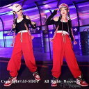上下セットアップ レディース キッズ ダンス衣装 ヒップホップ HIPHOP ジャズダンス JAZZ 女の子 ステージ衣装 ガールズ ズボン 演出服 ダンスウェ...