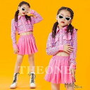 キッズダンス衣装 キッズ セットアップ トップス パンツ 韓国 チアダンス衣装 かっこいい ローズレッド ステージ衣装 応援団 練習着 発表会 へそ出し かわいい
