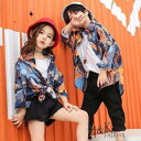 キッズダンス衣装 ヒップホップ キッズ ダンス衣装 HIPHOP JAZZ ガールズ シャツ 花柄 レディース メンズ 子供 花柄シャツ ダンスシャツ 練習着3...
