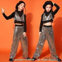 3点セット シルバー スパンコール 衣装 キッズ ヒップホップ Tシャツキッズ ダンス衣装 ジャズダンス衣装 スパンコール シルバー原宿系 HIPHOP セット...