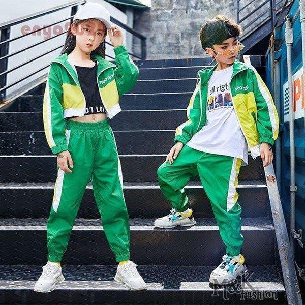 キッズダンス衣装 ヒップホップ セットアップ HIPHOP 長袖 コート ジャケット パンツ ズボン 子供服 男の子 女の子 チアガール ステージ衣装 練習着 ...