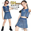 キッズ ダンス衣装 スパンコール セットアップ 女の子 スカート へそ出し ヒップホップ チアガール トップス ジャズダンス 子供 ステージ衣装 韓国 発表会